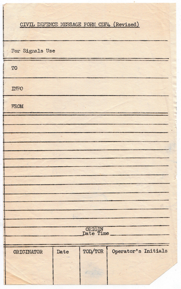 Blank message form CDF-4 (revised), typed
