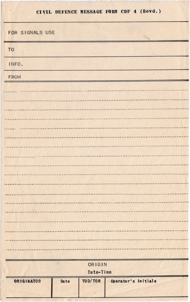 Blank message form CDF-4 (revised), printed