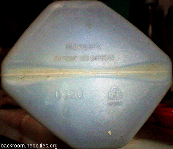 View showing Nampak patent milk bottle type