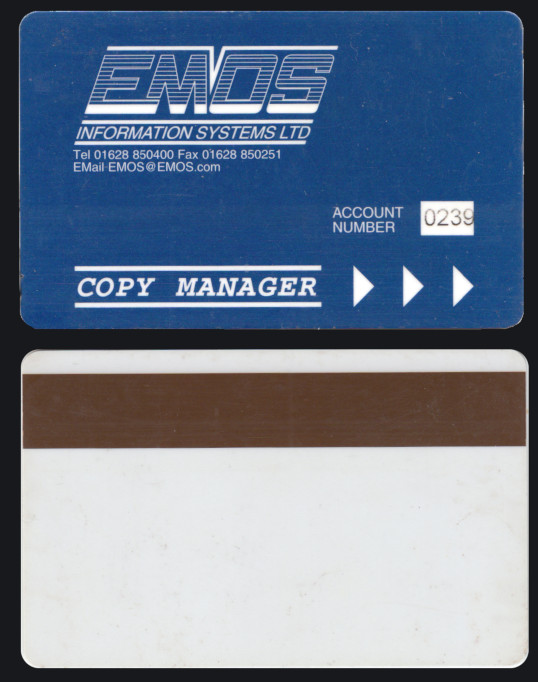 A card enabling access to the photocopying system.