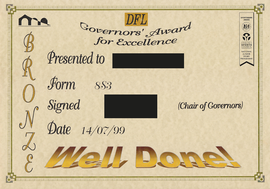 This is a Governor's Award (Bronze Edition). The WordArt is strong here.