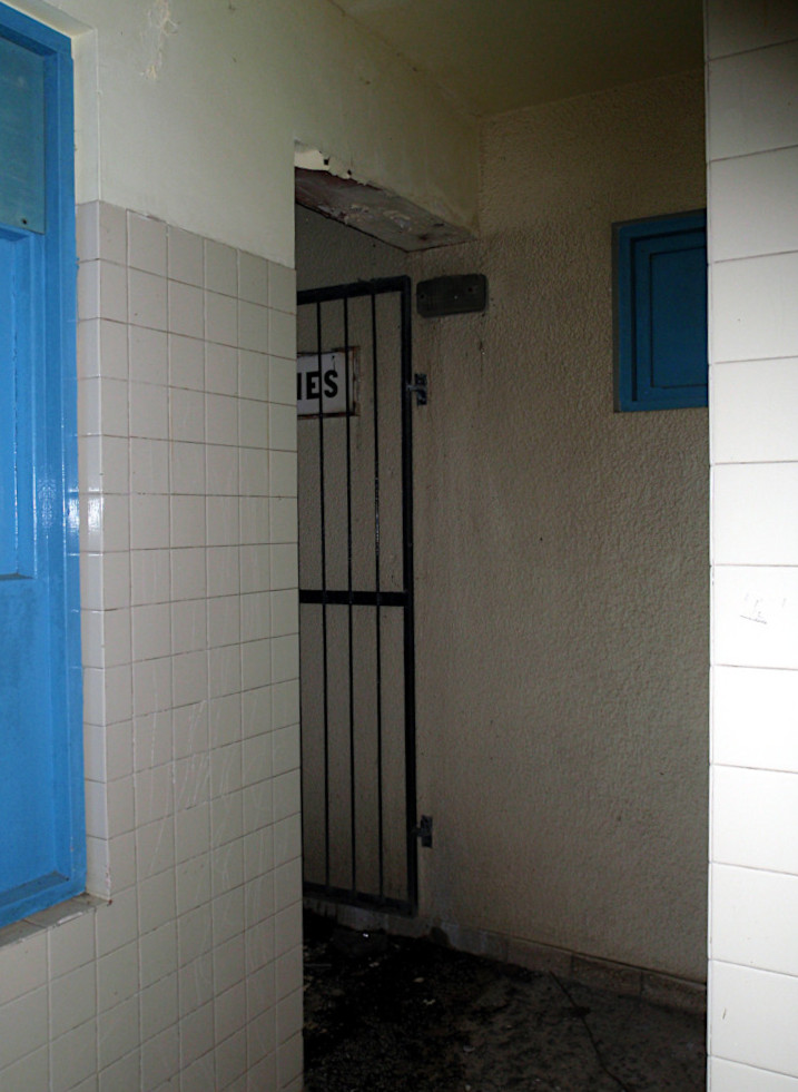 Another part of the building, showing metal gate.