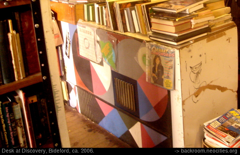 Showing desk at Discovery Music, ca. 2006